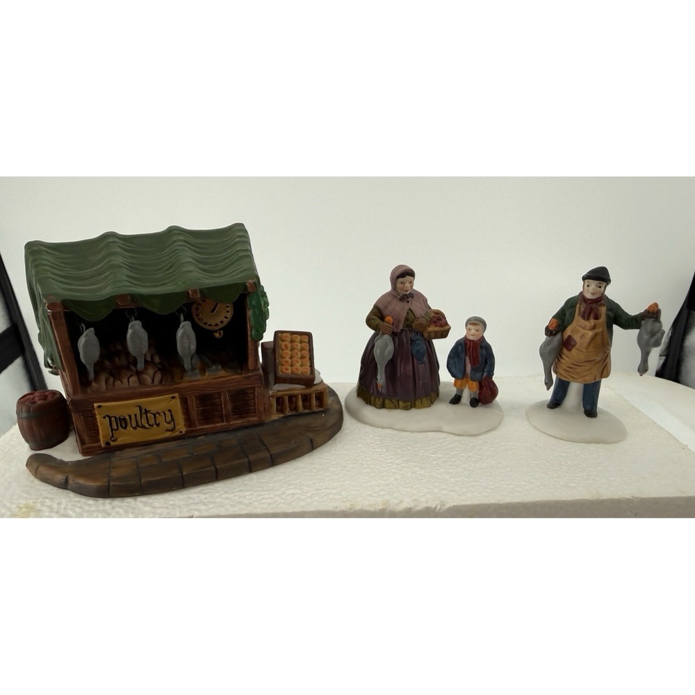 Dept 56 Heritage Village Poultry Market Set of 3 Porcelain Accessories 5559-0 D